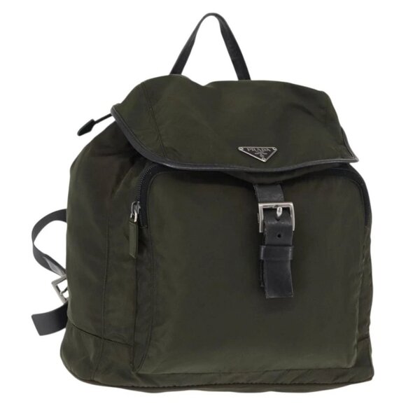 PRADA Backpack Nylon Khaki Silver - Picture 1 of 15